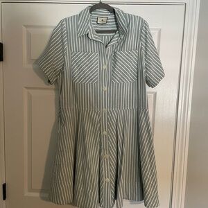 Tuckernuck Green/blue hayes Mini Dress with Notched Collar